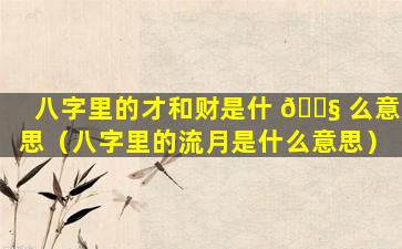 八字里的才和财是什 🐧 么意思（八字里的流月是什么意思）